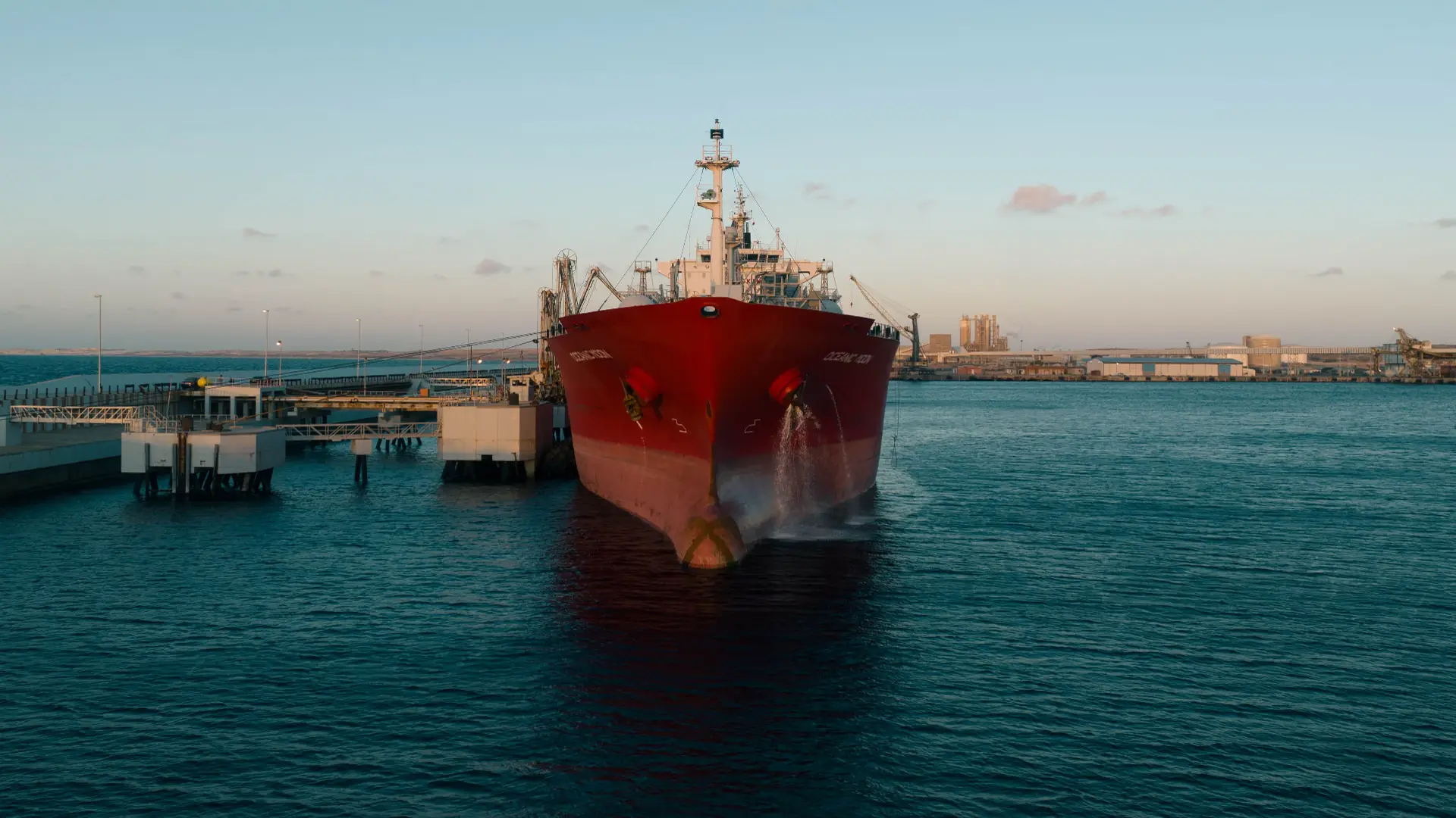 Bulk carrier berthed at the Port Hedland wharf